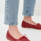 Jada Flat Crimson Red Closed Woven Calf