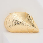 Bridget Metal Oyster Shell Clutch Gold