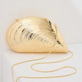 Bridget Metal Oyster Shell Clutch Gold