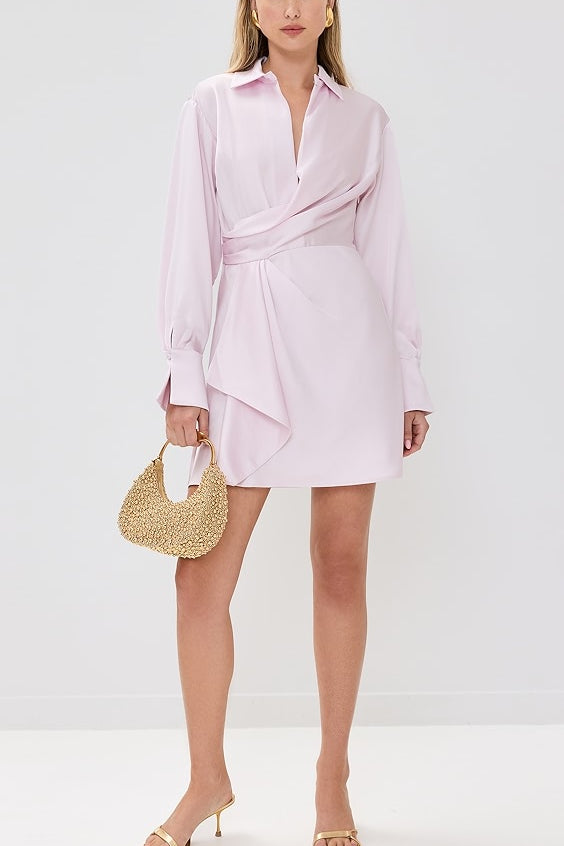 Talit Draped Front Mini Dress Ballet Pink