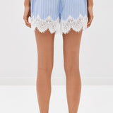 Emmie Cotton Lace Shorts Oxford Blue Stripe