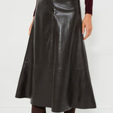 Cassia Leather Skirt Chocolate Brown