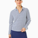 Cotton Mix Midweight Mulberry Long Sleeve White/ Navy Stripe