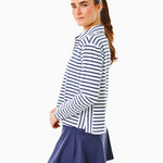 Cotton Mix Midweight Mulberry Long Sleeve White/ Navy Stripe