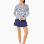 Cotton Mix Midweight Mulberry Long Sleeve White/ Navy Stripe