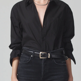 Kayla Shrunken Button Up Black