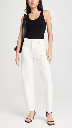 Alexis Tonal Slight Barrel Jean Ecru