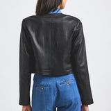 Penny Stretch Leather Jacket Black