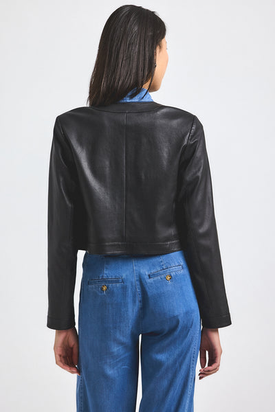 Penny Stretch Leather Jacket Black