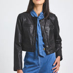 Penny Stretch Leather Jacket Black