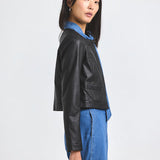 Penny Stretch Leather Jacket Black