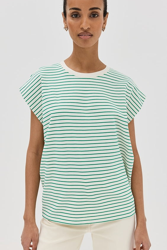 Trina Muscle Tee Vert Stripe