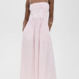 Bianca Strappy Midi Dress Ruby Stripe