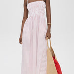 Bianca Strappy Midi Dress Ruby Stripe