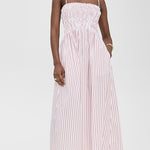 Bianca Strappy Midi Dress Ruby Stripe