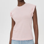 Olivia White Ruby Stripe Cap Sleeve Tee