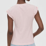 Olivia White Ruby Stripe Cap Sleeve Tee