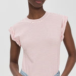 Olivia White Ruby Stripe Cap Sleeve Tee