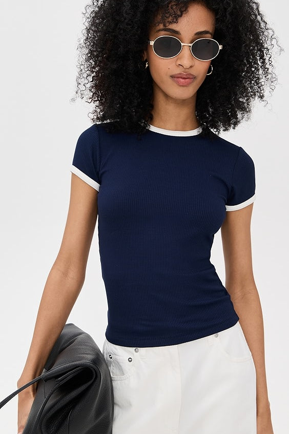 Renee Baby Ringer Tee Maritime (Navy) and White