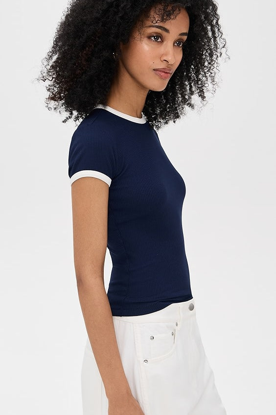 Renee Baby Ringer Tee Maritime (Navy) and White