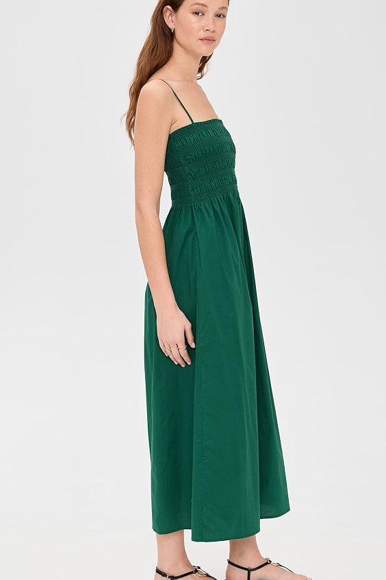 Bianca Shirred Bodice Dress Emerald