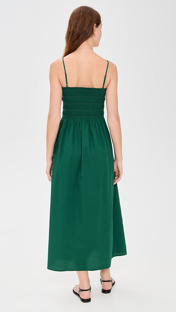Bianca Shirred Bodice Dress Emerald KEEP Boutique Bianca Shirred Bodice Dress Emerald KEEP Boutique