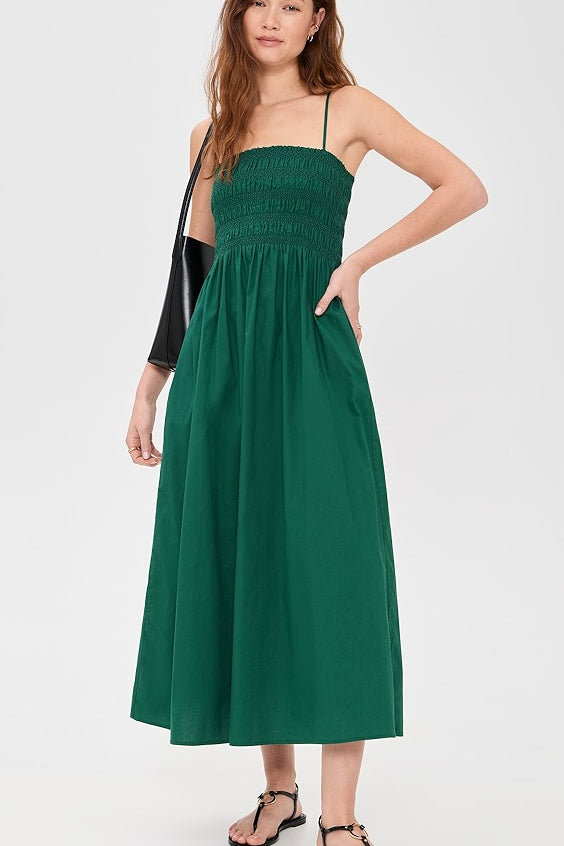 Bianca Shirred Bodice Dress Emerald