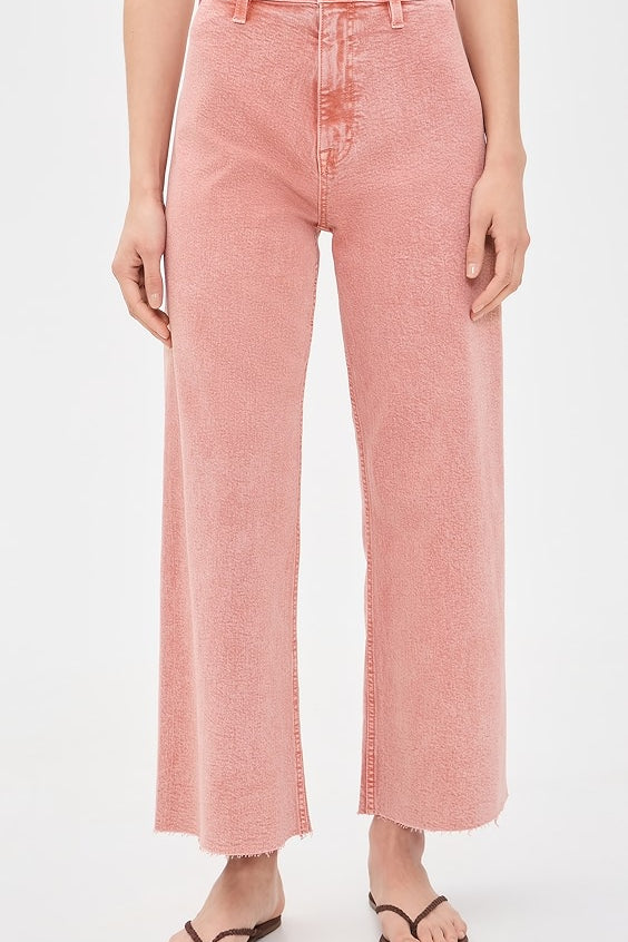 Penny Crop High Rise Wide Leg Coral Rose