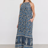 Velvet Ghita Silk Print Dress Blue