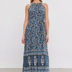 Velvet Ghita Silk Print Dress Blue