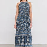 Velvet Ghita Silk Print Dress Blue