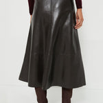 Cassia Leather Skirt Chocolate Brown