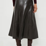 Cassia Leather Skirt Chocolate Brown