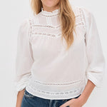 Reyna Long Sleeve Button Up Top White