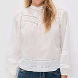 Reyna Long Sleeve Button Up Top White