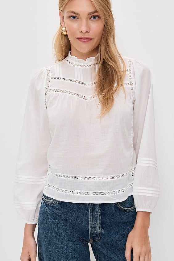 Reyna Long Sleeve Button Up Top White