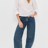 Reyna Long Sleeve Button Up Top White