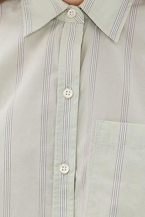 Ramy Cropped Button Up Leon Stripe