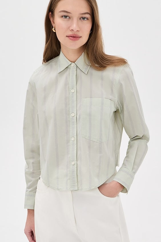 Ramy Cropped Button Up Leon Stripe