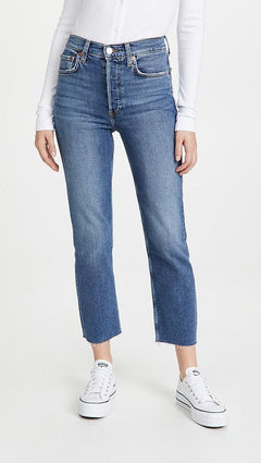 70s High Rise Comfort Stretch Stove Pipe Jeans Mid 70's