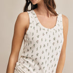 Emily Floral Scoop Neck Tank Crystal