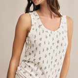 Emily Floral Scoop Neck Tank Crystal
