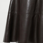 Cassia Leather Skirt Chocolate Brown