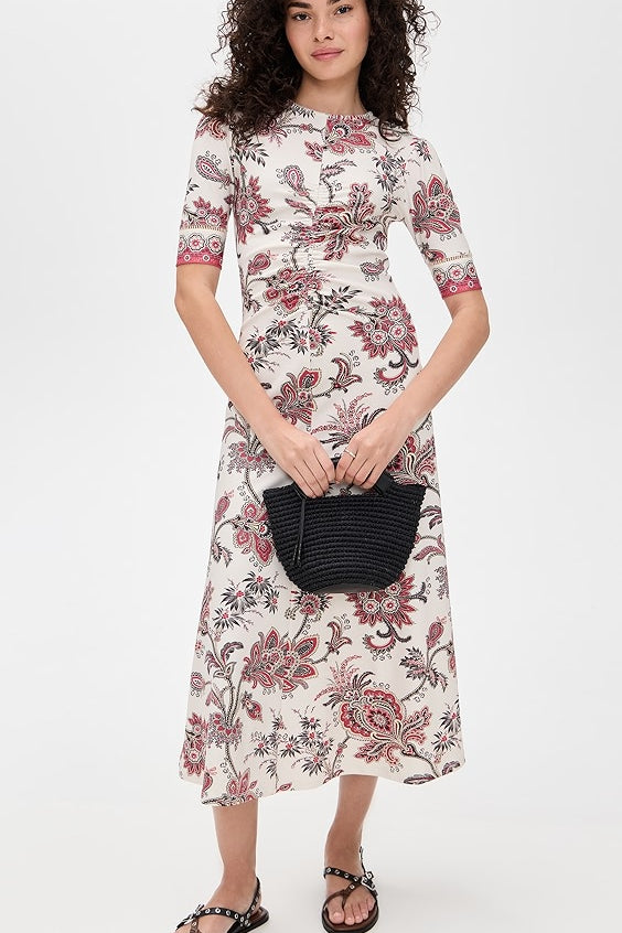 Cassandra Print Ruched Short Sleeve Dress