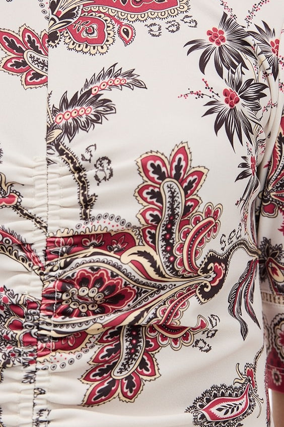 Cassandra Print Ruched Short Sleeve Dress