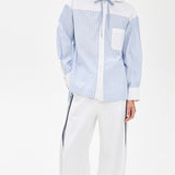 Helmi Striped Shirting Blouse With Hood Blue