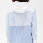 Helmi Striped Shirting Blouse With Hood Blue
