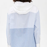 Helmi Striped Shirting Blouse With Hood Blue