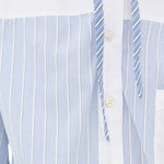 Helmi Striped Shirting Blouse With Hood Blue