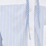 Helmi Striped Shirting Blouse With Hood Blue